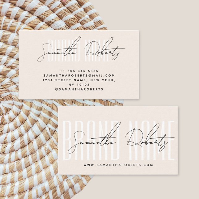 Modern add brand name elegant neutral business card (Creator Uploaded)