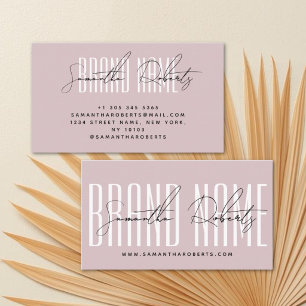 Modern add brand name elegant pink business card