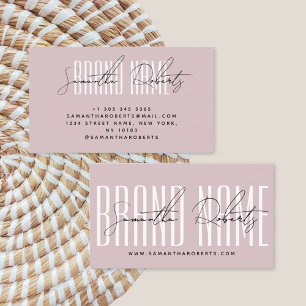 Modern add brand name elegant pink business card