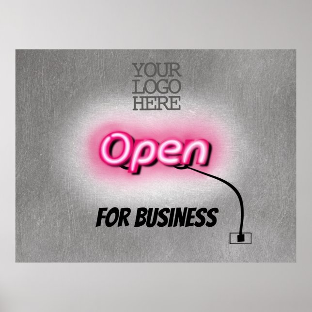 Modern Add Logo Open Pink Neon Sign (Front)