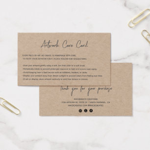 Modern Add Your Logo Kraft Artwork Care Card