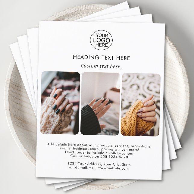 Modern Add Your Logo Typography Photo Grid White Flyer (Modern Add Your Logo Typography Photo Grid White Flyer)