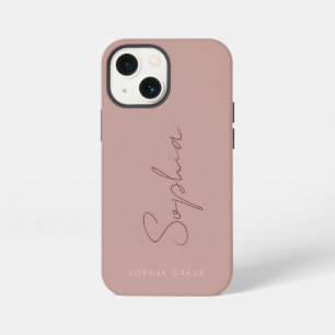 Modern Add Your Name Stylish Dusty Rose iPhone 13 Mini Case