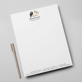 Modern Add Your Own Logo Professional Black Gold Custom Letterhead