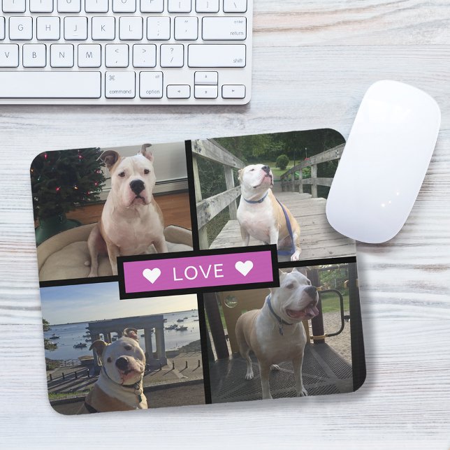 Modern Add Your Photo Collage Pink Mouse Pad (Modern Photo College Pink Mouse Pad)