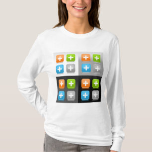 Modern Addition Math Symbol Shiny Glassy Icons T-Shirt