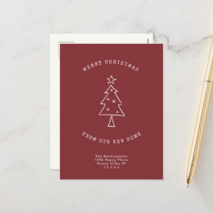 Modern Address Change Simple Christmas Tree Moving Holiday Postcard