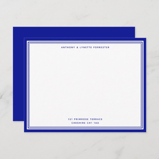 Modern Admiral Blue Border Name & Address Card (Front/Back)