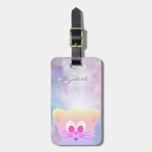 Modern Adorable Girly, Bokeh, Cat Luggage Tag