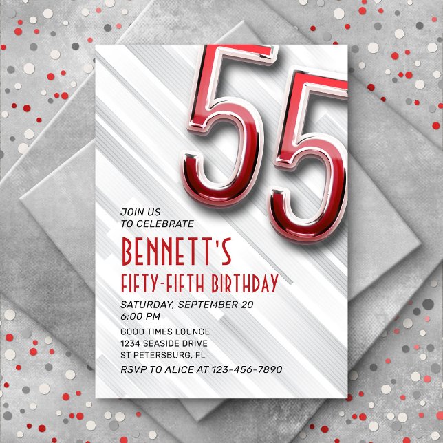Modern Adult 55th Birthday Invitation (Creator Uploaded)