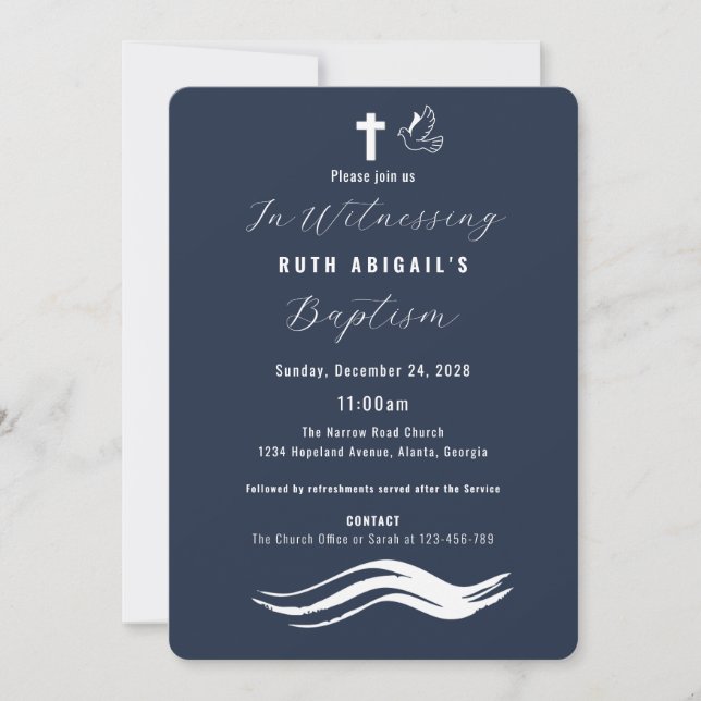 Modern Adult Baptism  Invitation (Front)
