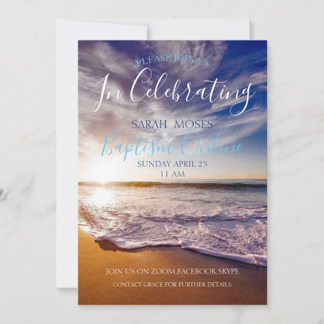 Modern Adult Baptism Personalised Invitation (Front)