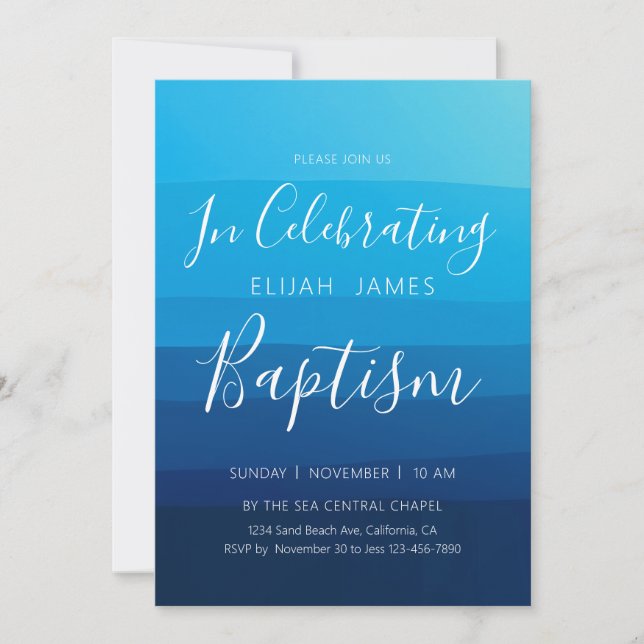 Modern Adult Baptism Personalised Invitation (Front)