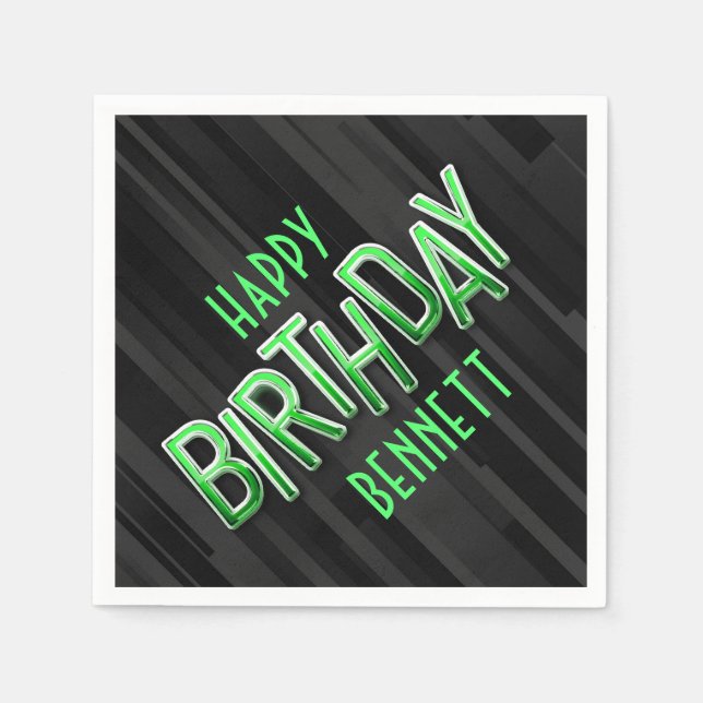 Modern Adult Green Birthday Napkin (Front)