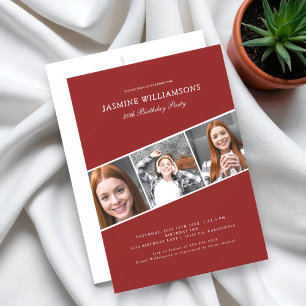  Modern  adult photo collage  birthday party Invitation
