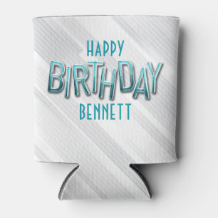 Modern Adult Teal Birthday Can Cooler