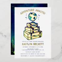 Modern Adventure Travel Globe Baby Shower Real