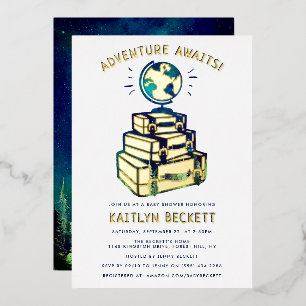Modern Adventure Travel Globe Baby Shower Real