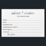 Modern Advice and Wishes Paper Sheet<br><div class="desc">These simple, modern, handwritten script Advice & Wishes sheets are perfect to have shower, rehearsal dinner or wedding guests fill out for the happy couple. People will love having the prompts - they make it so easy to leave loving words of advice and well wishes. They will be treasured for...</div>