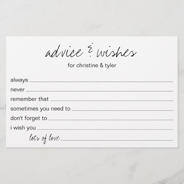 Modern Advice and Wishes Paper Sheet (Front)