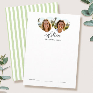 Modern Advice Cards Bridal Shower Photo Green