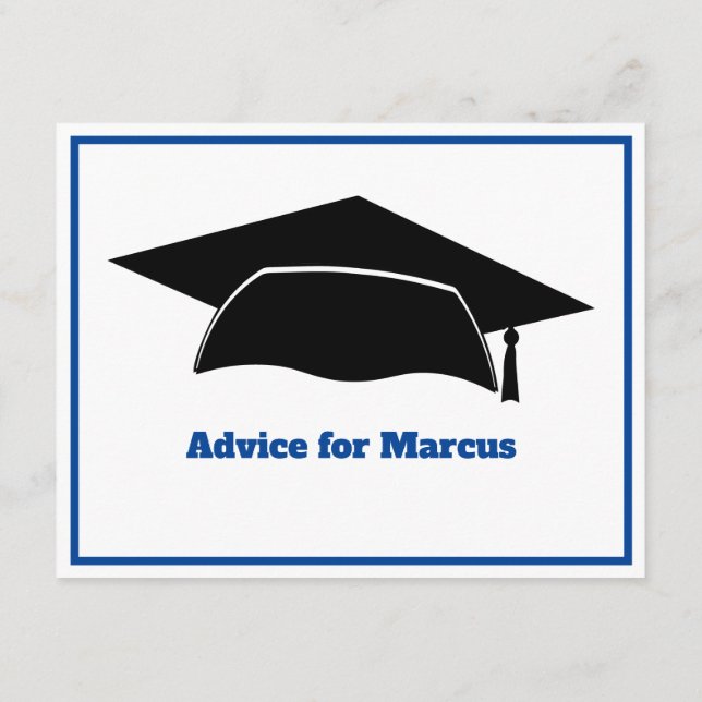 Modern Advice Wishes Party Blue Graduation Card (Back)