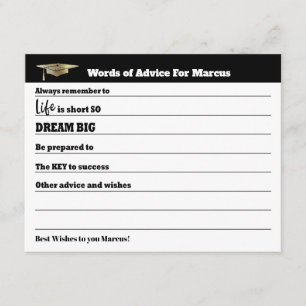 Modern Advice Wishes Party Gold Graduation Card