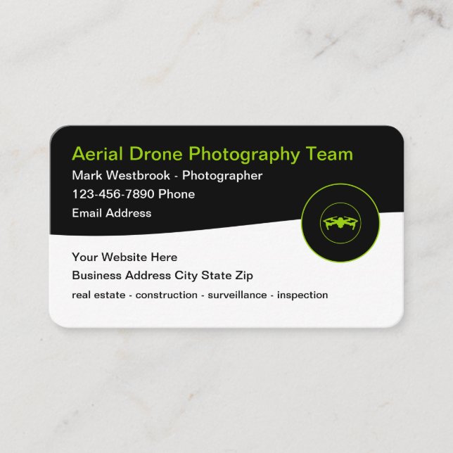 Modern Aerial Drone Photography New Business Cards (Front)