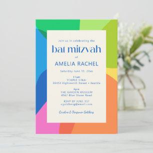 Modern Aesthetic Bat Mitzvah Colourful Geometric Invitation