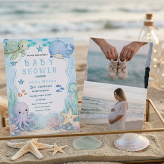Modern Aesthetic Beach Baby Shower Invitation