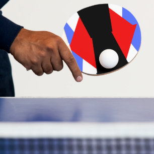 Modern Aesthetic Blue Red Black & White Absract Ping Pong Paddle