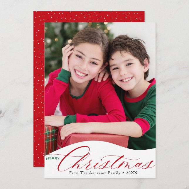 Modern Aesthetic Merry Christmas Photo Holiday Card (Front/Back)