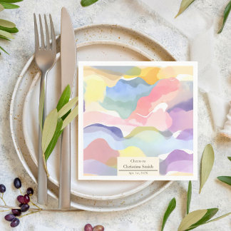 Modern Aesthetic Pastel Spring Retirement Party Napkin