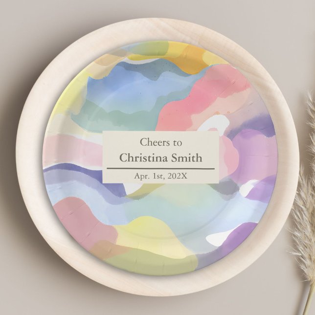 Modern Aesthetic Pastel Spring Retirement Party Paper Plate (Modern Aesthetic Pastel Spring Retirement Party)