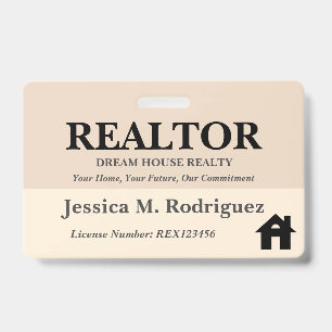 Modern Aesthetic  Realtor Real Estate Name ID Badge