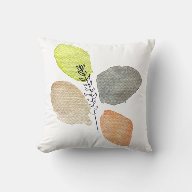 Modern Aesthetic watercolor leaf Cushion (Front)