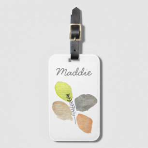 Modern Aesthetic watercolor leaf Luggage Tag