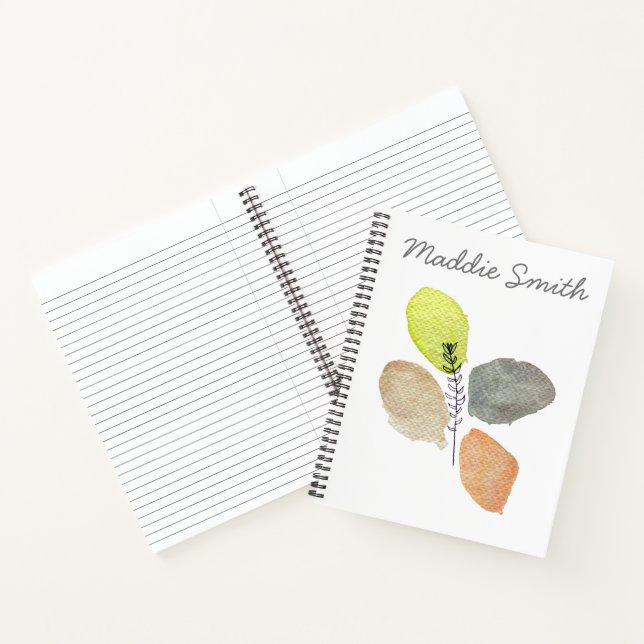 Modern Aesthetic watercolor leaf Notebook (Inside)