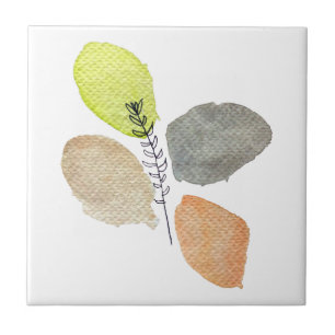 Modern Aesthetic watercolor leaf Tile