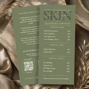Modern Aesthetician Beauty Salon Sage Price List Q Menu