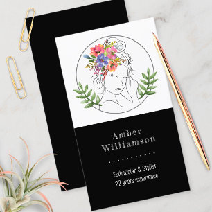Modern Aesthetician Stylist Spa Elegant Chic Flora Business Card