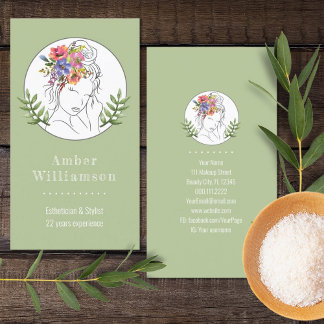 Modern Aesthetician Stylist Spa Elegant Chic Flora Business Card