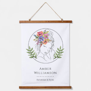 Modern Aesthetician Stylist Spa Elegant Chic Flora Hanging Tapestry