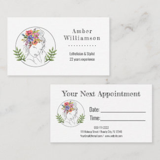 Modern Aesthetician Stylist Spa Elegant Woman Appointment Card