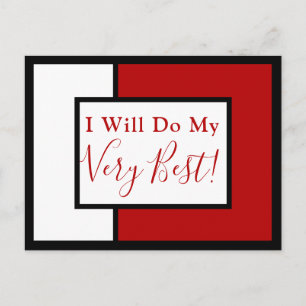 Modern Affirmation Quote Colour Block Red Black Postcard