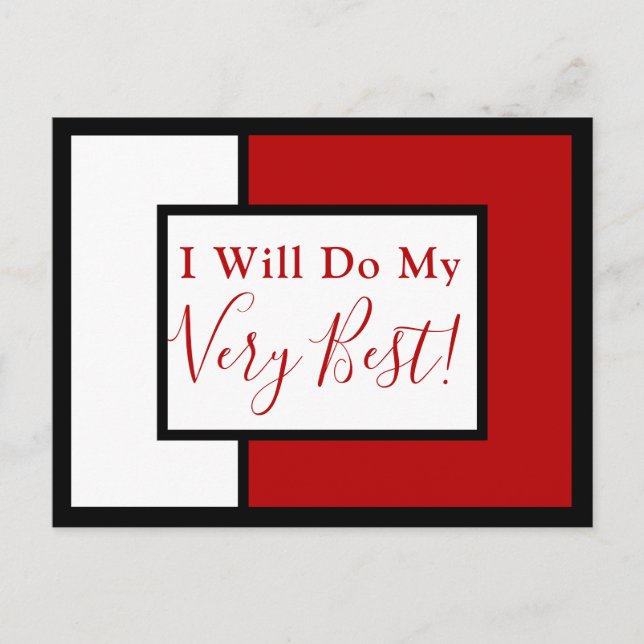 Modern Affirmation Quote Colour Block Red Black Postcard (Front)