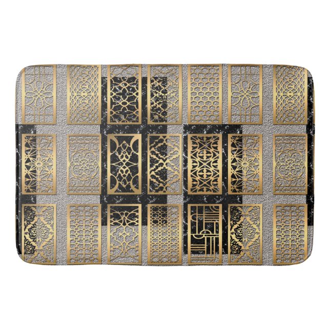 Modern African American Abstract Design Bath Mat (Front)