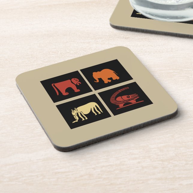 Modern African animals silhouette art Coaster (Left Side)