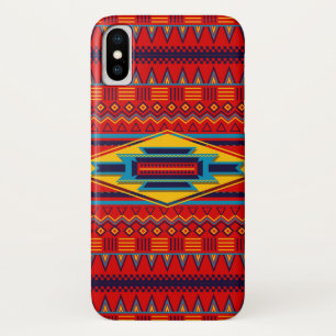Modern African Art Gods Eye Pattern Red Yellow Case-Mate iPhone Case