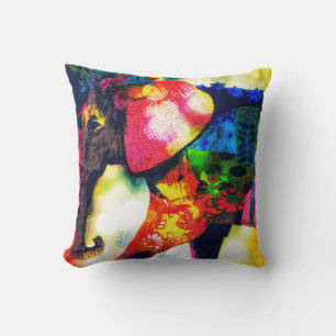 Modern African Elephant Pop Art Contemporary Cushion